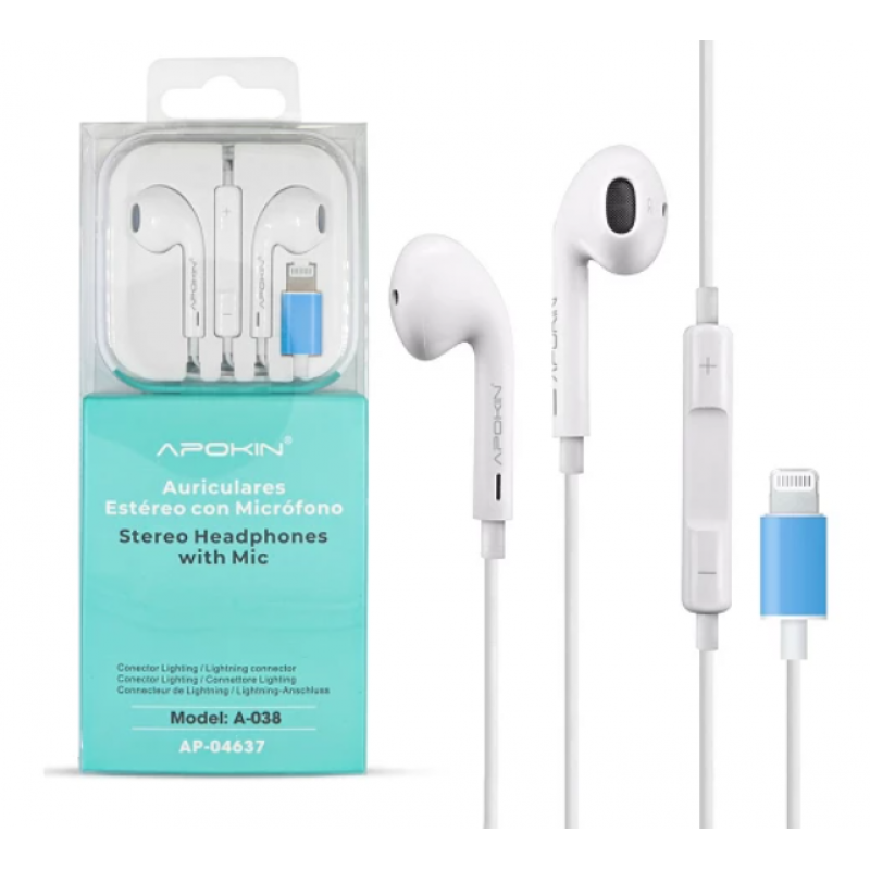 Auricular com microfone e conector lightning para iPhone