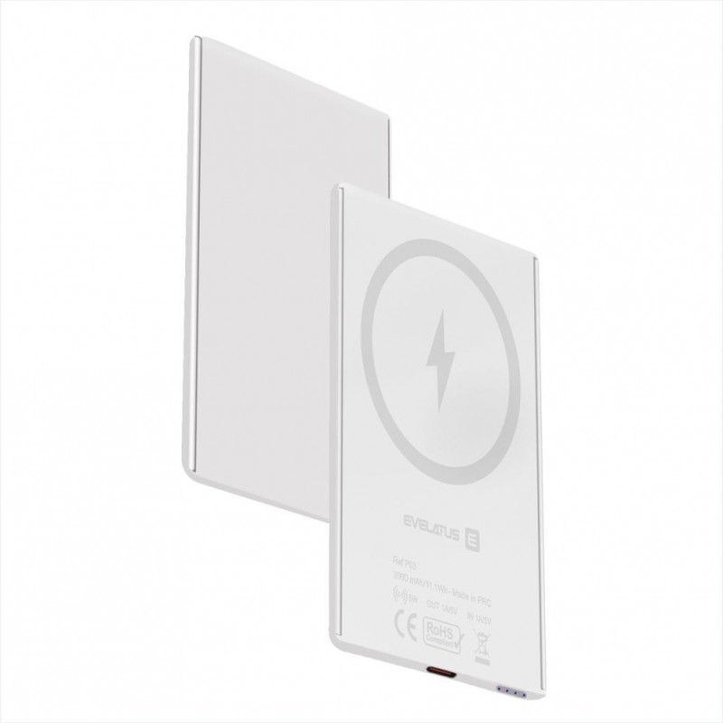 Power Bank Super Slim Carregamento Wireless Evelatus PD20W 3000mAh Branca Power Bank Super Slim Carregamento Wireless Evelatus PD20W 3000mAh Branca