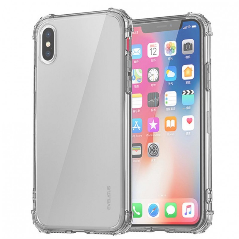 iPhone Xs Max Capa de Proteção Evelatus Antichoque Transparente / Preto