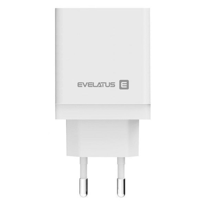 Adaptador de Carga Evelatus ETC04 USB + Type-C Branco Adaptador de Carga Evelatus ETC04 USB + Type-C Branco