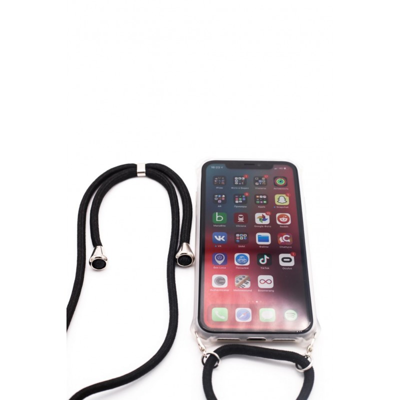 iPhone XR Capa de Proteção Evelatus Silicone Transparente com Cordão Black iPhone XR Capa de Proteção Evelatus Silicone Transparente com Cordão Black