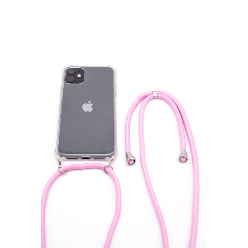 iPhone XR Capa de Proteção Evelatus Silicone Transparente com Cordão Pink iPhone XR Capa de Proteção Evelatus Silicone Transparente com Cordão Pink