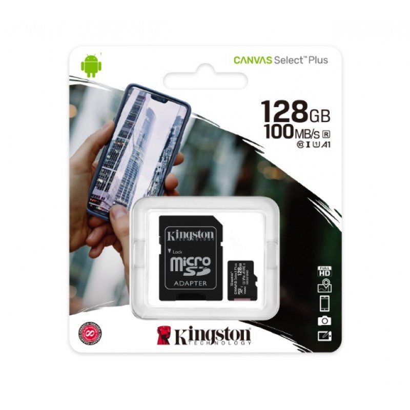 Cartão Micro SD Kingston Canvas Select Plus 128GB class10 Cartão Micro SD Kingston Canvas Select Plus 128GB class10