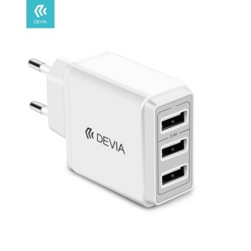 Adaptador de Carga Devia Smart series USB 3 port charger 17W Adaptador de Carga Devia Smart series USB 3 port charger 17W