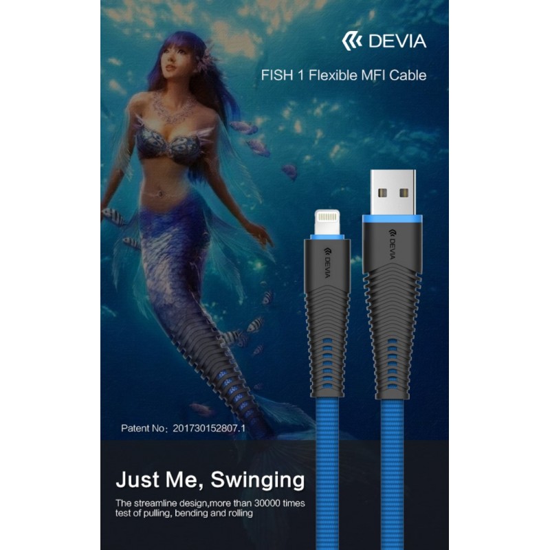 Cabo Lightning MFI Devia FISH1 Flexible 1.5mt Blue Cabo Lightning MFI Devia FISH1 Flexible 1.5mt Blue