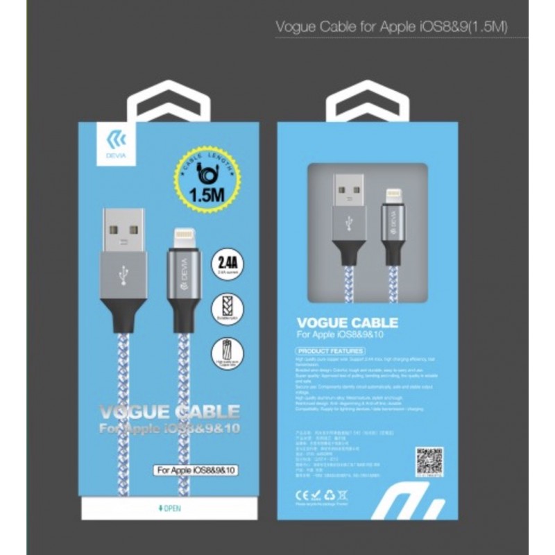 Cabo lightning Devia Vogue Cable 1.5M Blue