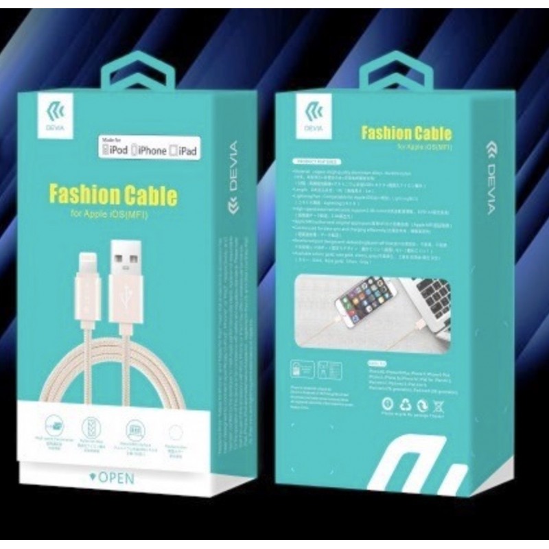 Cabo Devia USB Fashion Cable Lightning MFI Certified 1mt Gray Cabo Devia USB Fashion Cable Lightning MFI Certified 1mt Gray