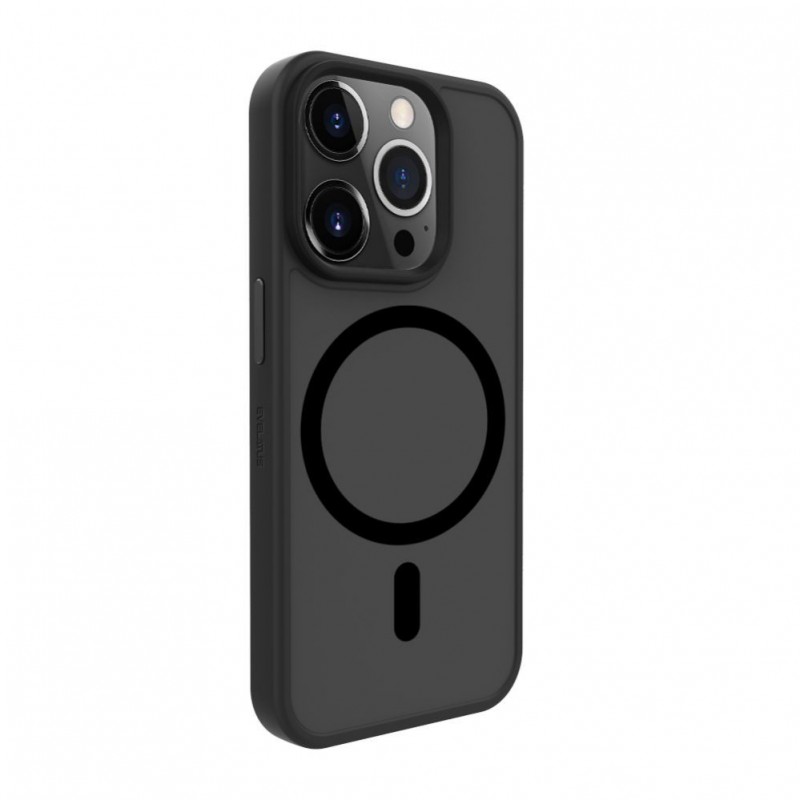 iPhone 15 Pro Capa de Proteção Evelatus Hybrid Case With Magsafe PC+TPU Black