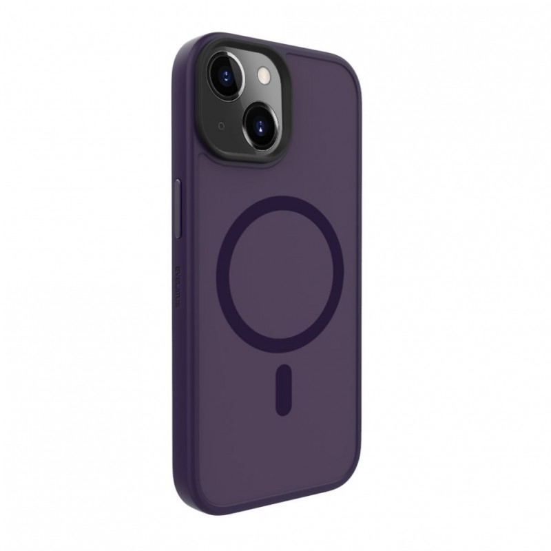 iPhone 15 Capa de Proteção Evelatus Hybrid Case With Magsafe PC+TPU Deep Purple