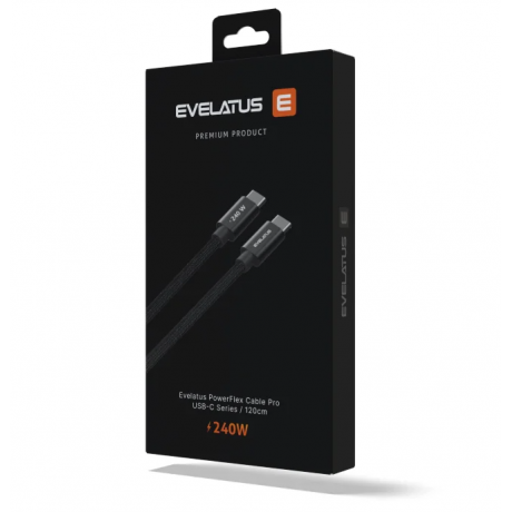 Evelatus Flex Cable Pro USB 2.0 Type C to Type C 100W 5A Black 1.2M