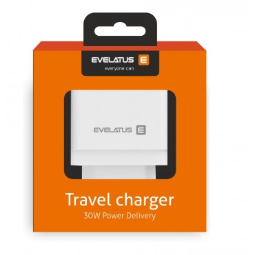 Adaptador de Carga Evelatus ETC04 USB + Type-C Branco