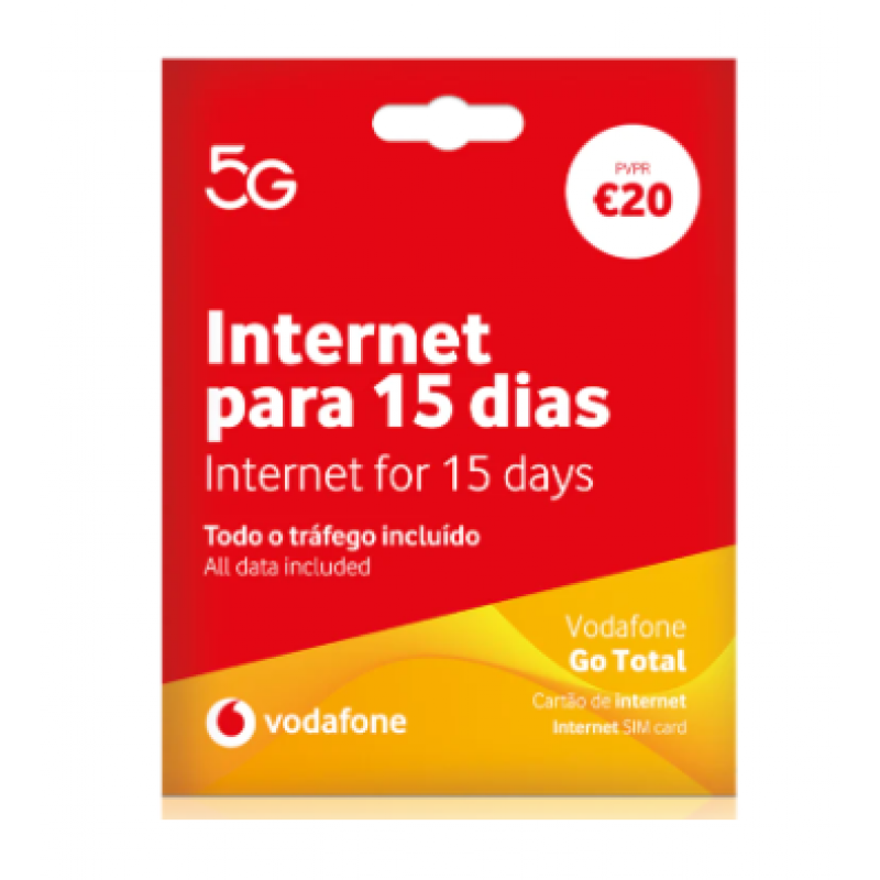 Cartão Banda Larga Móvel Vodafone Go Total - 15 Dias