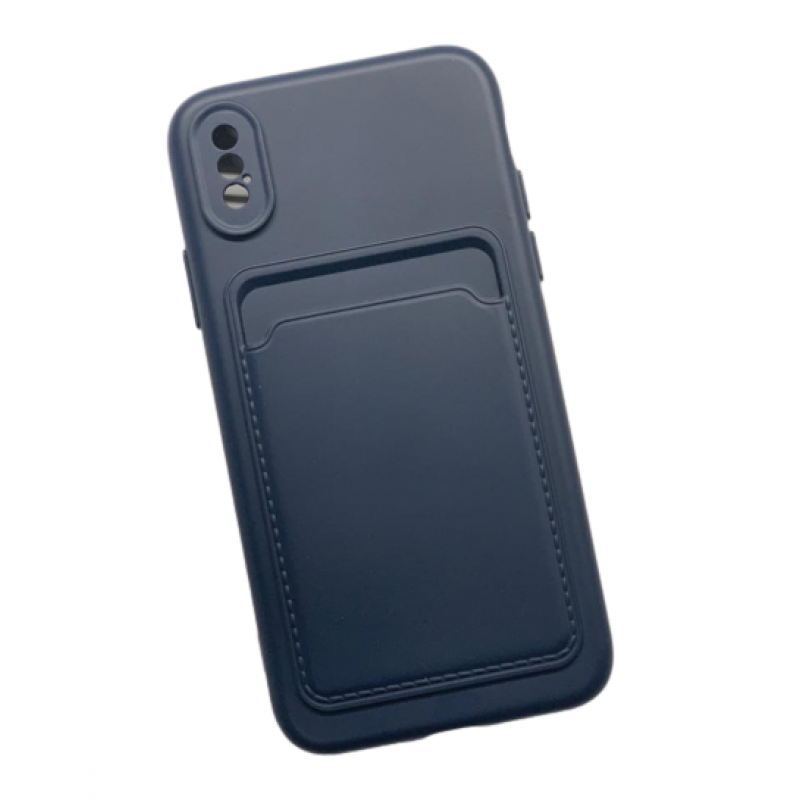 iPhone X/XS Capa Protecção Azul Escura C/Porta Cartões