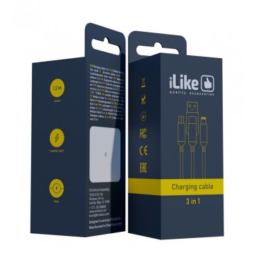 Cabo USB 3 em 1 iLike CCI02 Gold