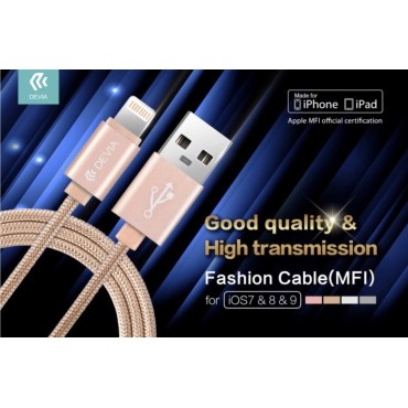 Cabo Devia USB Fashion Cable Lightning MFI Certified 1mt Gray